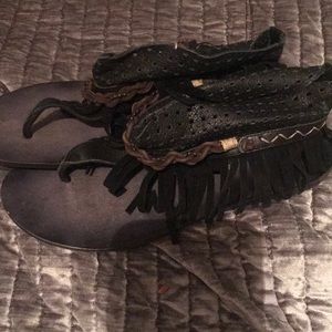 Free people journey through time fringed sandal